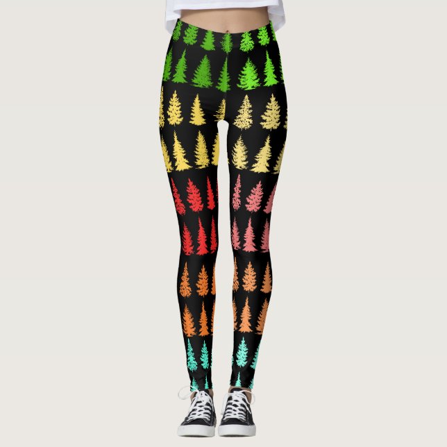 Farbige Bäume Leggings (Vorderseite)