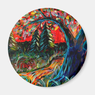 Farbige Bäume und Flussgemälde Magnet