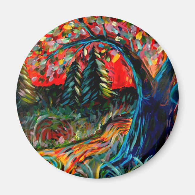 Farbige Bäume und Flussgemälde Magnet (Vorne)