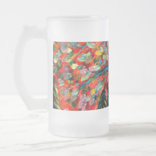Farbige Bäume und Flussgemälde Mattglas Bierglas