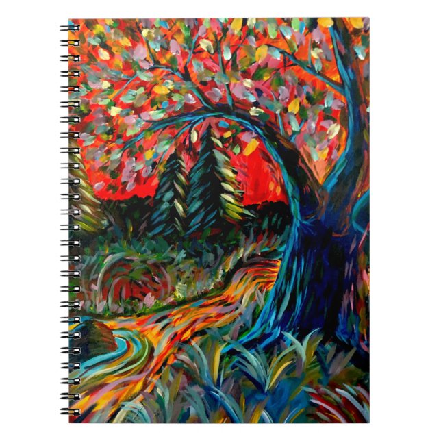 Farbige Bäume und Flussgemälde Notizblock (Vorderseite)