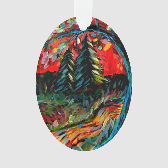 Farbige Bäume und Flussgemälde Ornament (Vorderseite)