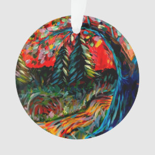 Farbige Bäume und Flussgemälde Ornament