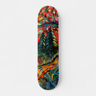 Farbige Bäume und Flussgemälde Skateboard