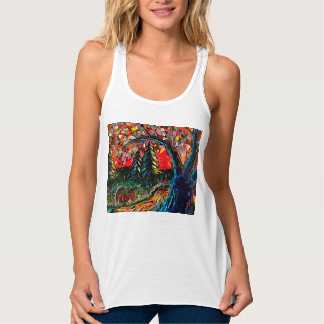 Farbige Bäume und Flussgemälde Tank Top (Vorderseite)