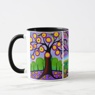 Farbige Bäume Volkskunst Whimsical AI-Kunst Tasse