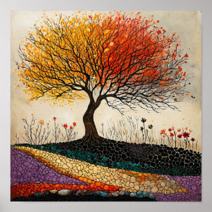 Farbige Baumlandschaft Lebendige Natur Wandkunst Poster