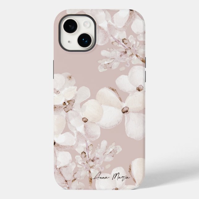 Farbige, beige Blume mit weißer Wasserfarbe, Monog Case-Mate iPhone Hülle (Rückseite)