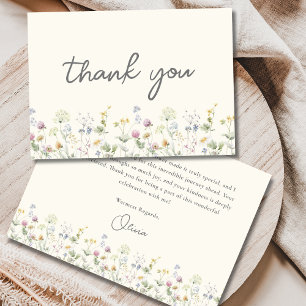 Farbige Beige Wildblumen-Brautparty Dankeskarte