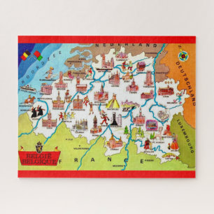 Farbige belgische Illustrierte Karte Puzzle