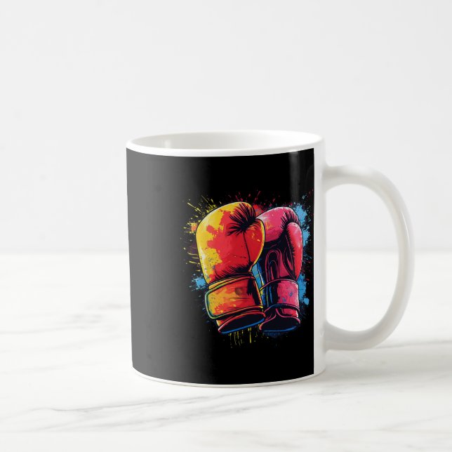 Farbige bemalte Boxhandschuhe beim künstlerischen  Kaffeetasse (Rechts)