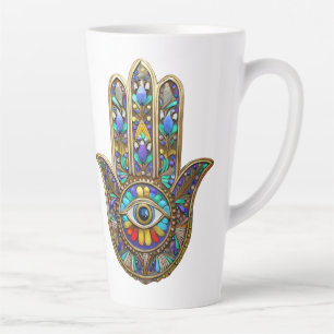Farbige bemalte Gold Hamsa Saphir Drittes Auge  Milchtasse