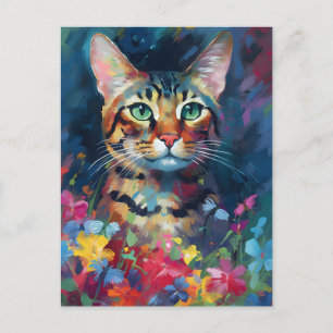Farbige Bengalkatze Postkarte