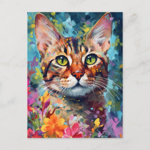 Farbige Bengalkatze Postkarte