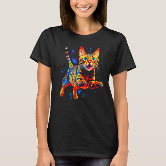 Farbige Bengalkatze T-Shirt (Vorderseite)