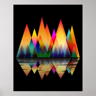 FARBIGE BERGE FORMEN NATUR WALD POSTER