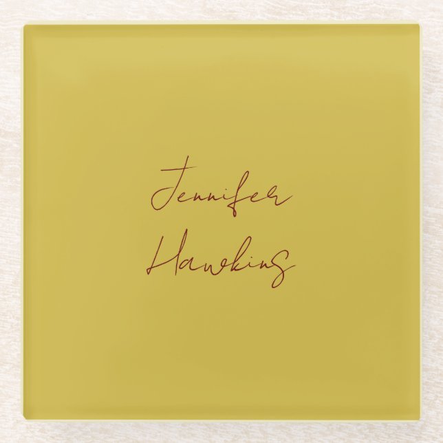 Farbige berufliche schlichte Handschrift Glasuntersetzer (Vorderseite)