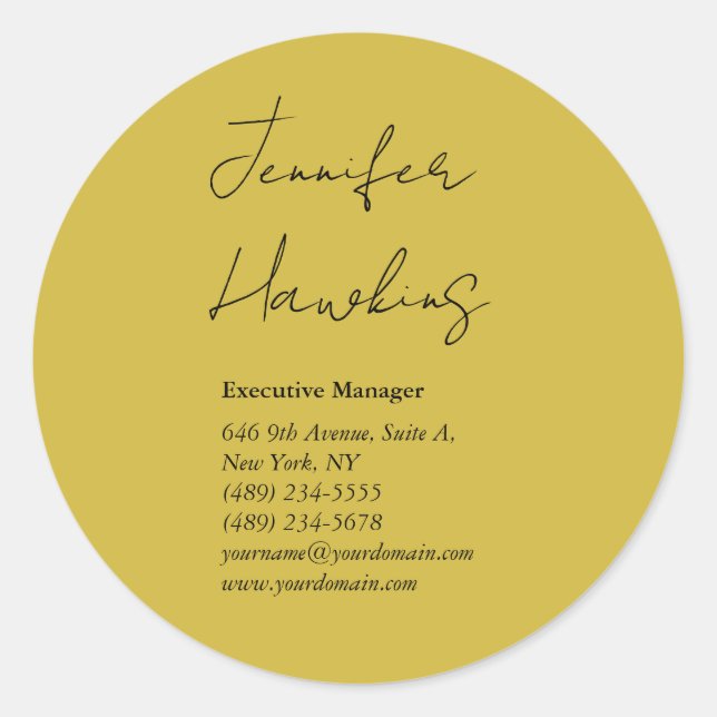 Farbige berufliche schlichte Handschrift Runder Aufkleber (Vorderseite)