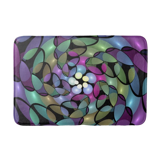 Farbige Bewegungen Abstrakte Trippy Fraktal Art Badematte (Vorderseite)