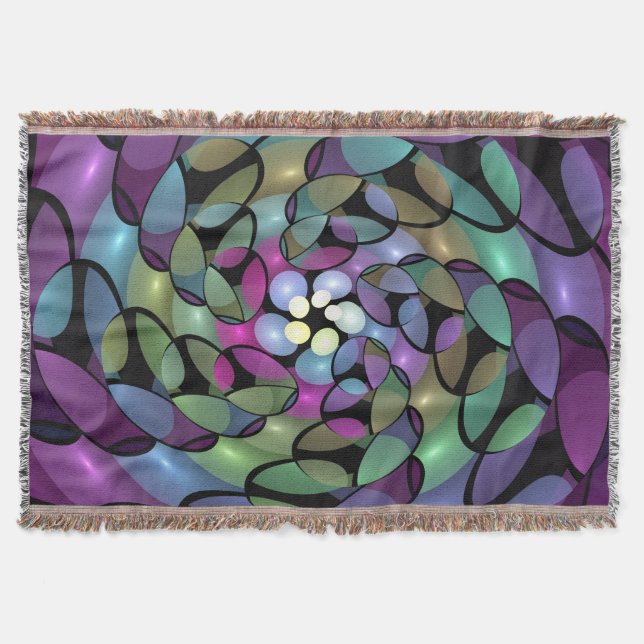 Farbige Bewegungen Abstrakte Trippy Fraktal Art Decke (Vorderseite)