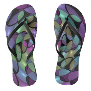 Farbige Bewegungen Abstrakte Trippy Fraktal Art Flip Flops