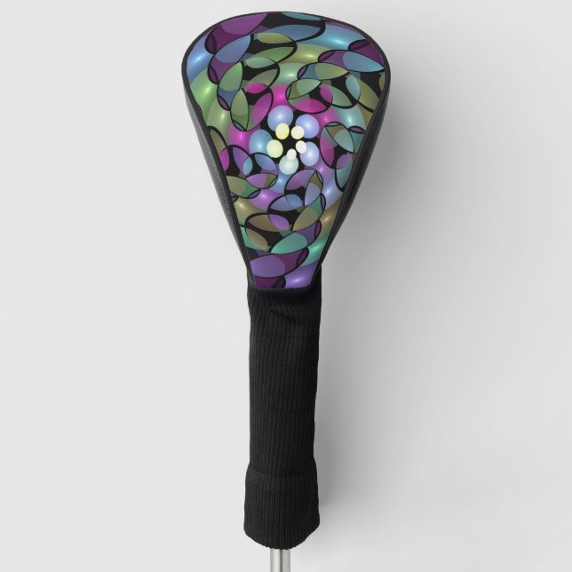 Farbige Bewegungen Abstrakte Trippy Fraktal Art Golf Headcover (Vorderseite)