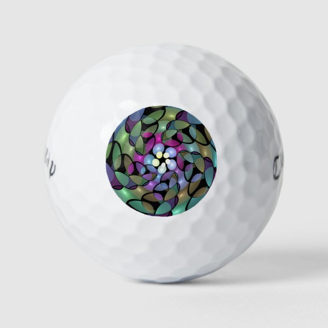 Farbige Bewegungen Abstrakte Trippy Fraktal Art Golfball (Vorderseite)