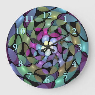 Farbige Bewegungen Abstrakte Trippy Fraktal Art Große Wanduhr