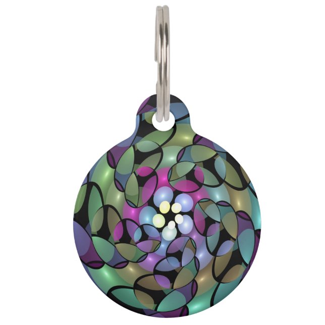 Farbige Bewegungen Abstrakte Trippy Fraktal Art Haustiermarke (Vorderseite)