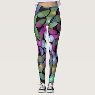 Farbige Bewegungen Abstrakte Trippy Fraktal Art Leggings