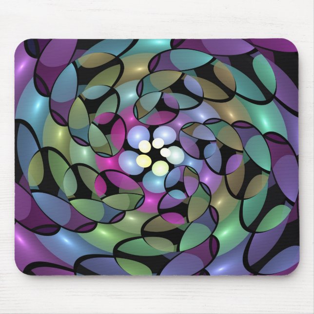 Farbige Bewegungen Abstrakte Trippy Fraktal Art Mousepad (Vorne)