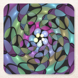 Farbige Bewegungen Abstrakte Trippy Fraktal Art Rechteckiger Pappuntersetzer