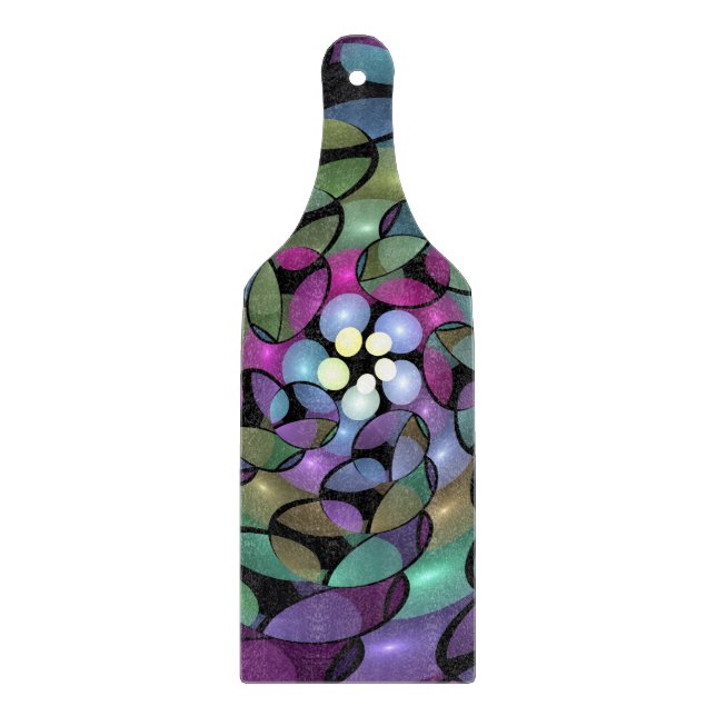 Farbige Bewegungen Abstrakte Trippy Fraktal Art Schneidebrett (Vorderseite)