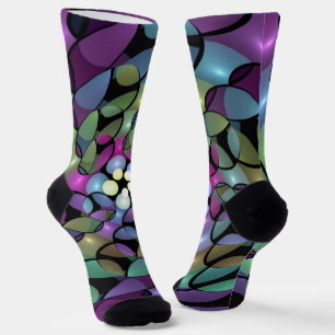 Farbige Bewegungen Abstrakte Trippy Fraktal Art Socken