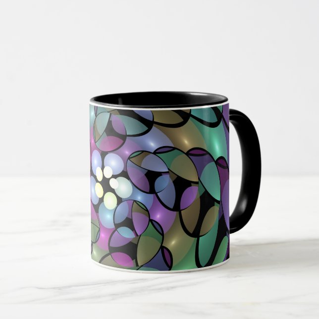 Farbige Bewegungen Abstrakte Trippy Fraktal Art Tasse (VorderseiteRechts)