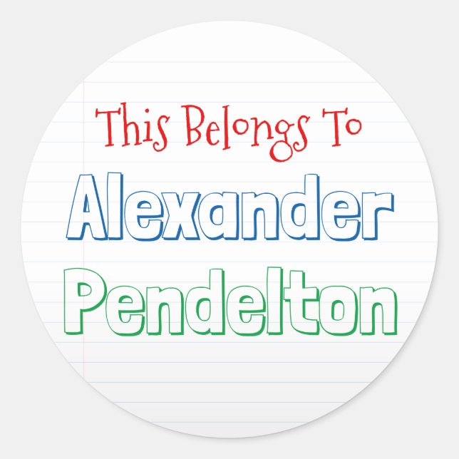 Farbige Bezeichnung für das Thema "Papier" Runder Aufkleber (Vorderseite)