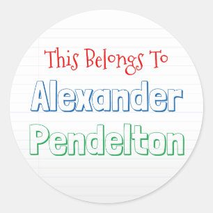 Farbige Bezeichnung für das Thema "Papier" Runder Aufkleber