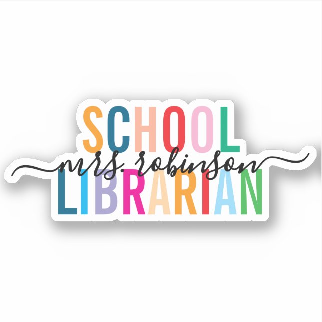 Farbige bibliothekarische Personalisierte Skriptbe Aufkleber (Vorderseite)