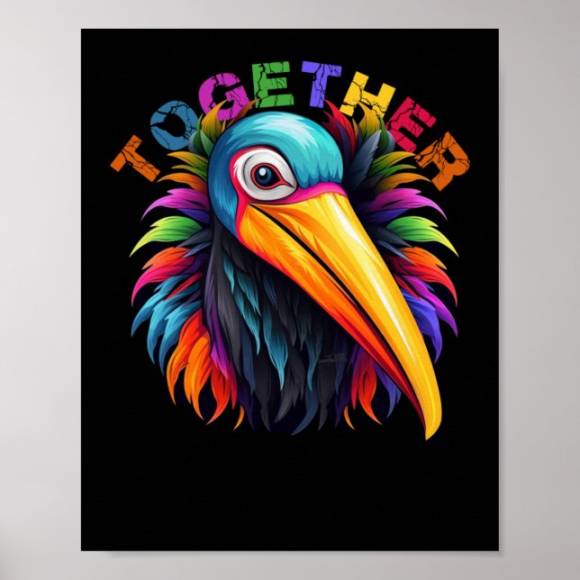 Farbige Bird Art Grafik Poster (Vorne)
