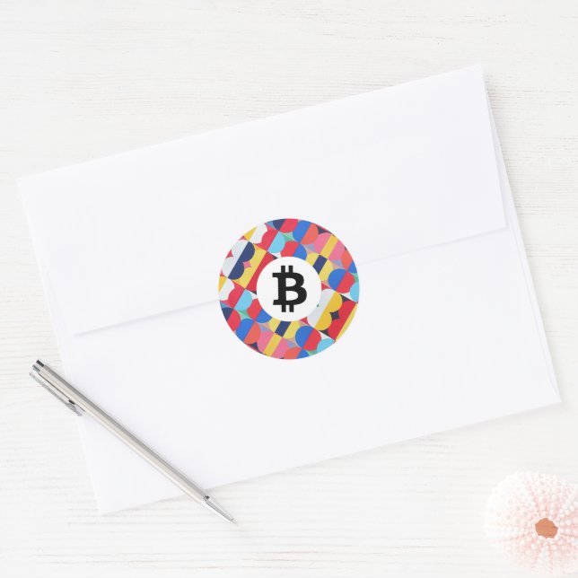 Farbige Bitcoin Runder Aufkleber (Umschlag)
