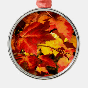 Farbige Blätter im Herbst, goldfarbenes orangefarb Silbernes Ornament
