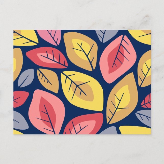 Farbige Blätter mit abstrakter Natur Feiertagspostkarte (Vorderseite)