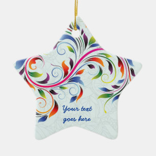 Farbige Blattrolle, blassblaue Blumendekoration Keramik Ornament