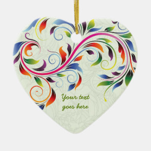 Farbige Blattrolle, Limette Blumen Retro-Ornament Keramik Ornament