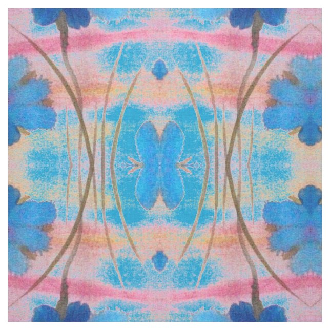 Farbige Blau- und Rosa Blumendrucke Stoff (Muster)