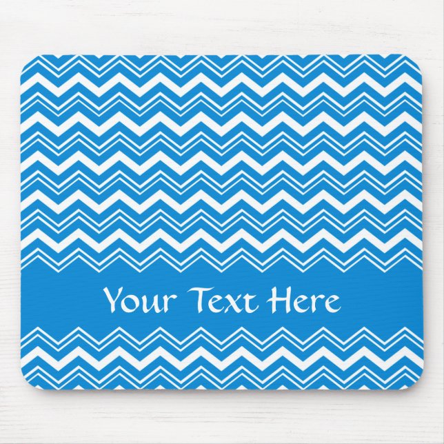 Farbige Blau- und weiße Zigzags Mousepad (Vorne)