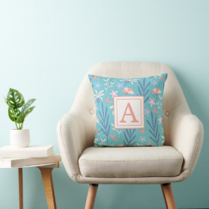 Farbige blaue florale Babyzimmer für Jungen Kissen