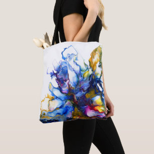 Farbige Blaue Gold Abstrakt Marmor Kunst