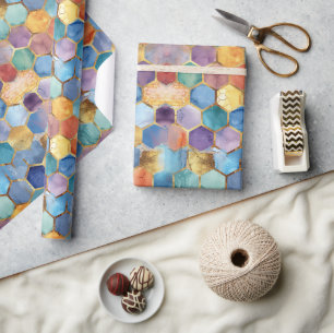 Farbige Blaue Lila Orange Gelbe Geburtstag Geschenkpapier