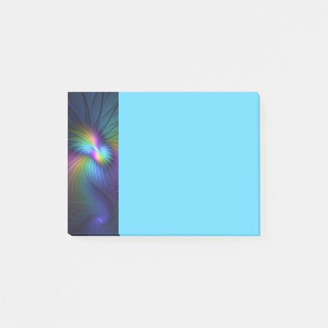 Farbige Blaue Moderne Abstrakte Fractal-Kunst Post-it Klebezettel (Vorderseite)